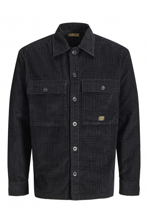 JACK & JONES BLUOLIVER CORDUROY L/S OVERSHIRT BLACK 12301355