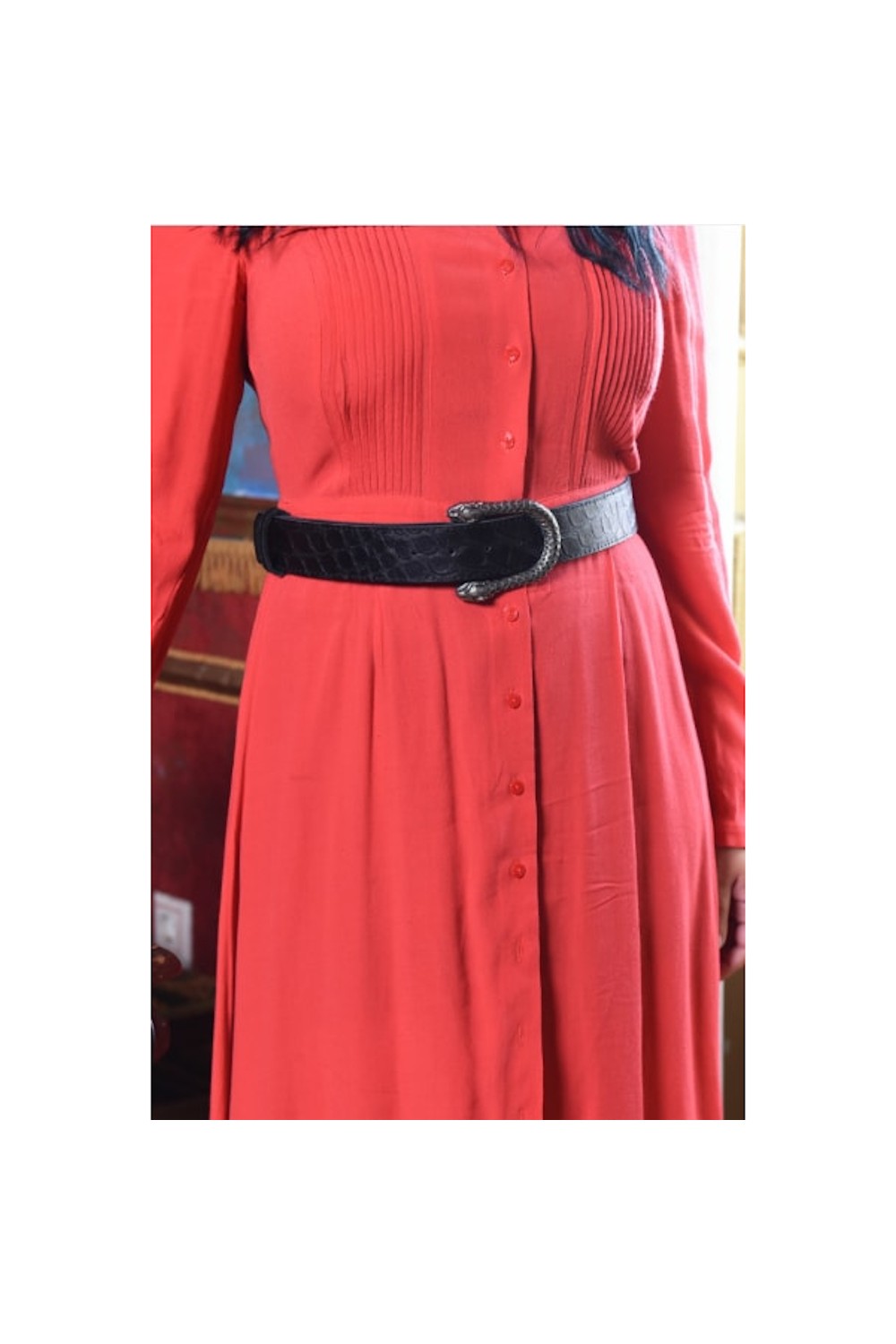 DILUV ARTEMIS SNAKE LEATHER BELT BLACK