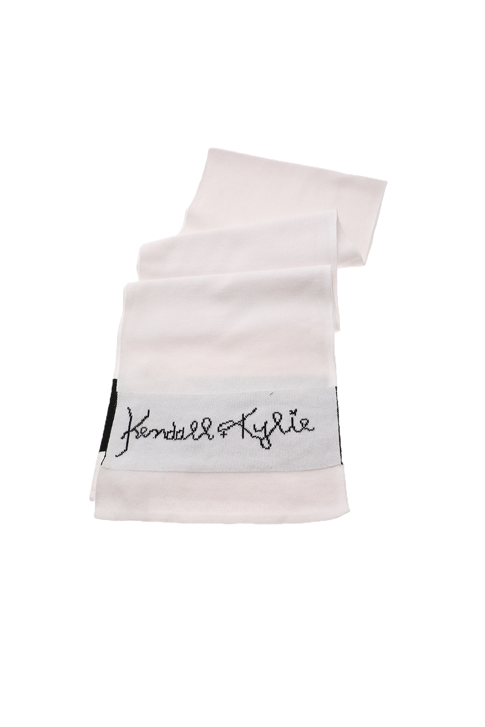KENDALL + KYLIE KNIT LOGO SCARF WHITE KKW96001B
