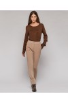 ACCESS HIGHWAIST CREPE ELASTIC PANTS BEIGE W0-5049-722