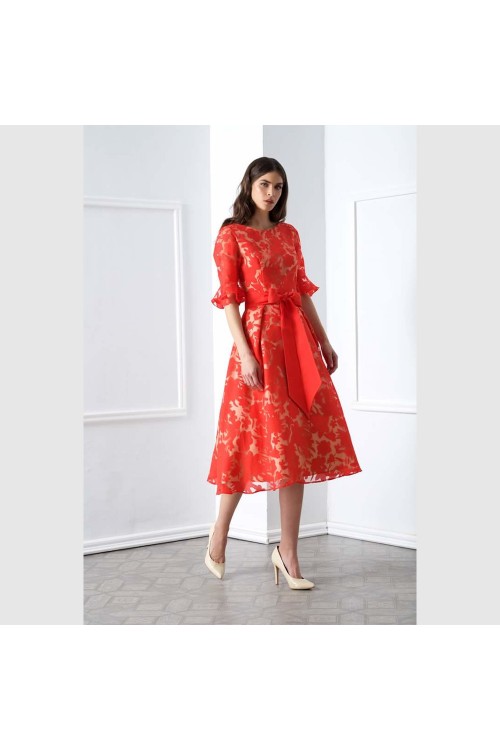 D&K FRANGOULIS LACE RED DRESS DP043S16069