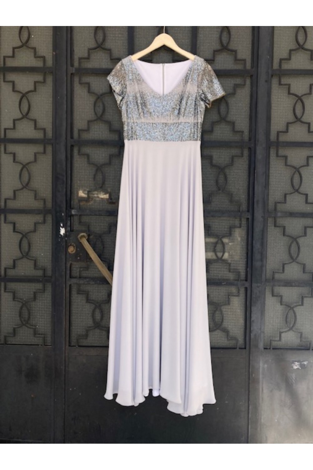 D&K FRANGOULIS LONG DRESS GRAY BE102