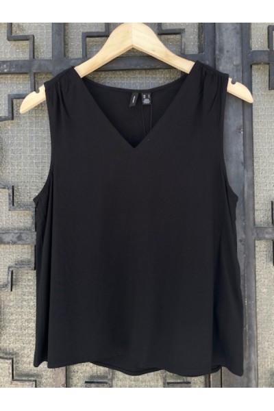VERO MODA EASY JOY S/L V-NECK TOP WVN GA BLACK10301759