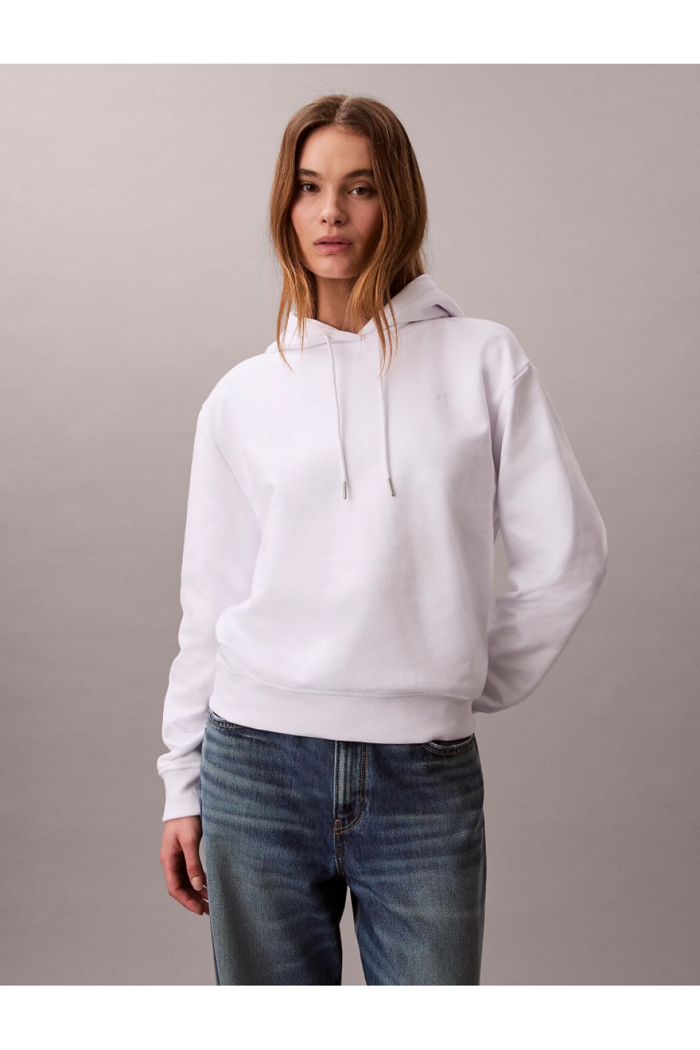 CALVIN KLEIN JEANS COTTON TERRY MONOGRSM HOODIE BRILIANT WHITE LV047C224G-YAA