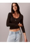 CALVIN KLEIN JEANS RIBBED LONG SLEEVE TOP BLACK LV047D218G-UB1