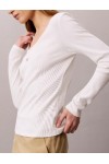 CALVIN KLEIN JEANS RIBBED LONG SLEEVE TOP BRIGHT WHITE LV047D218G-YAF