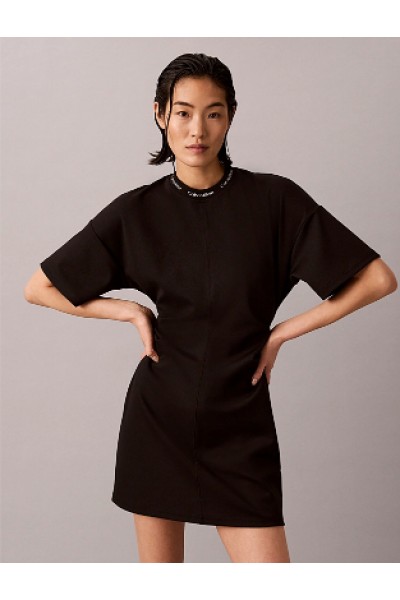 CALVIN KLEIN JEANS MILANO JERSEY DRAPED T-SHIRT DRESS BLACK LV047G251G-UB1