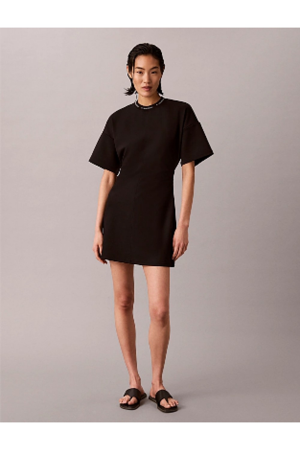 CALVIN KLEIN JEANS MILANO JERSEY DRAPED T-SHIRT DRESS BLACK LV047G251G-UB1