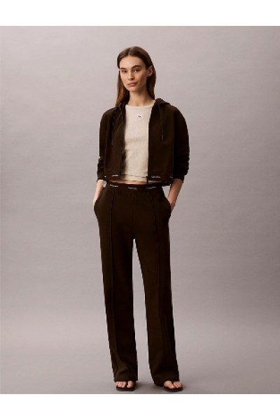CALVIN KLEIN JEANS SET CROPPED LOGO ELASTIC ZIP BROWN LV047G252G-T02