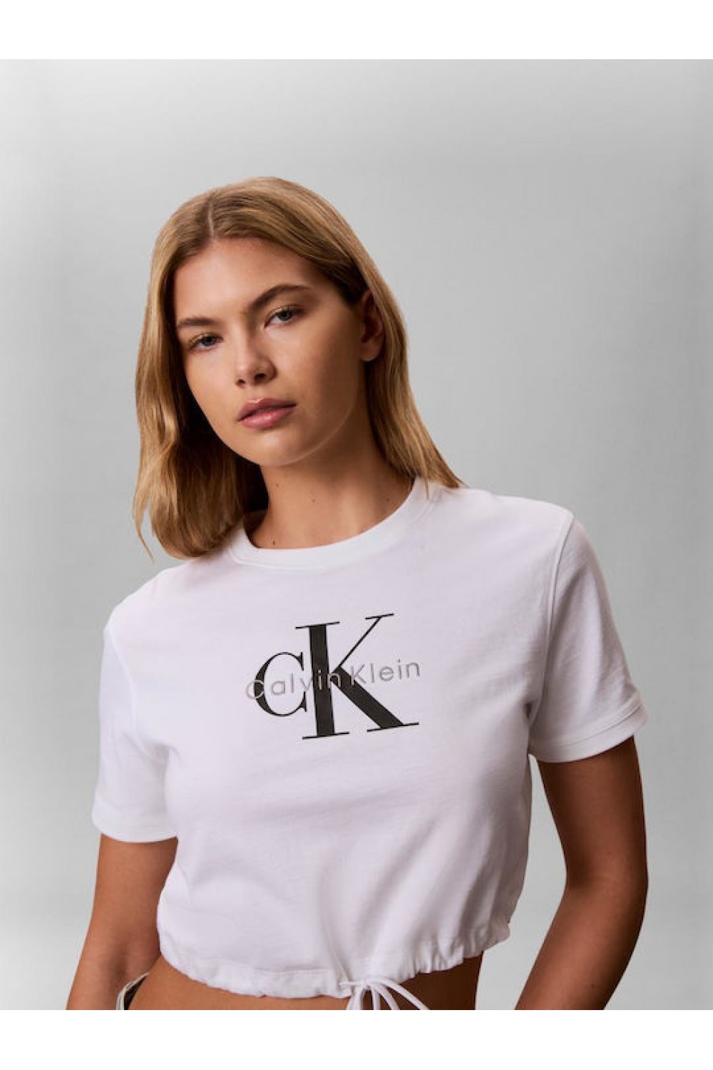 CALVIN KLEIN JEANS CROP T-SHIRT MONOLOG WHITE LV047G288G-YAF
