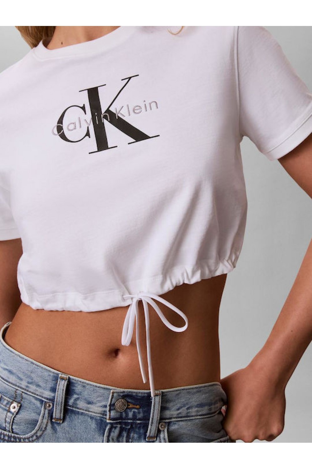 CALVIN KLEIN JEANS CROP T-SHIRT MONOLOG WHITE LV047G288G-YAF