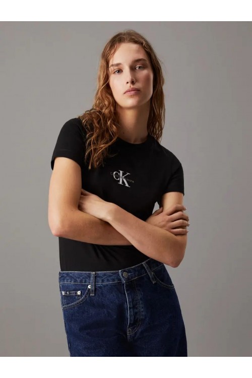CALVIN KLEIN JEANS SLIM MONOGRAM T-SHIRT CK BLACK J20J223563-BEH