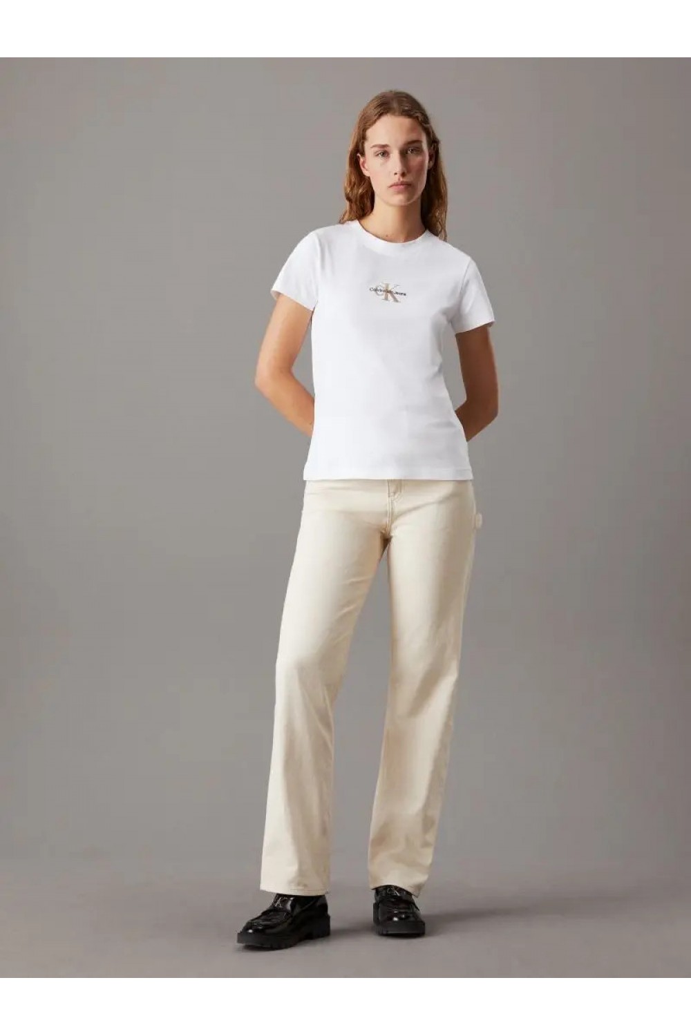 CALVIN KLEIN JEANS SLIM MONOGRAM T-SHIRT BRIGHT WHITE J20J223563-YAF