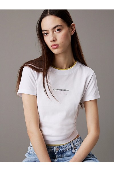CALVIN KLEIN JEANS T-SHIRT SLIM MONOGRAM BRILLIANT WHITE J20J225252-YAA
