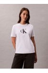 CALVIN KLEIN JEANS SEQUIN MONOGRAM CLASSIC T-SHIRT BRILLIANT WHITE LV044E215G-YAA