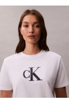 CALVIN KLEIN JEANS SEQUIN MONOGRAM CLASSIC T-SHIRT BRILLIANT WHITE LV044E215G-YAA
