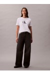 CALVIN KLEIN JEANS SEQUIN MONOGRAM CLASSIC T-SHIRT BRILLIANT WHITE LV044E215G-YAA