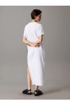 CALVIN KLEIN JEANS RIBBED COTTON MAXI T-SHIRT DRESS BRILLIANT WHITE J20J225543-YAA