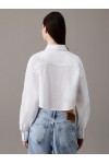 CALVIN KLEIN JEANS CROPPED COTTON POPLIN SHIRT BRIGHT WHITE J20J225078-YAF