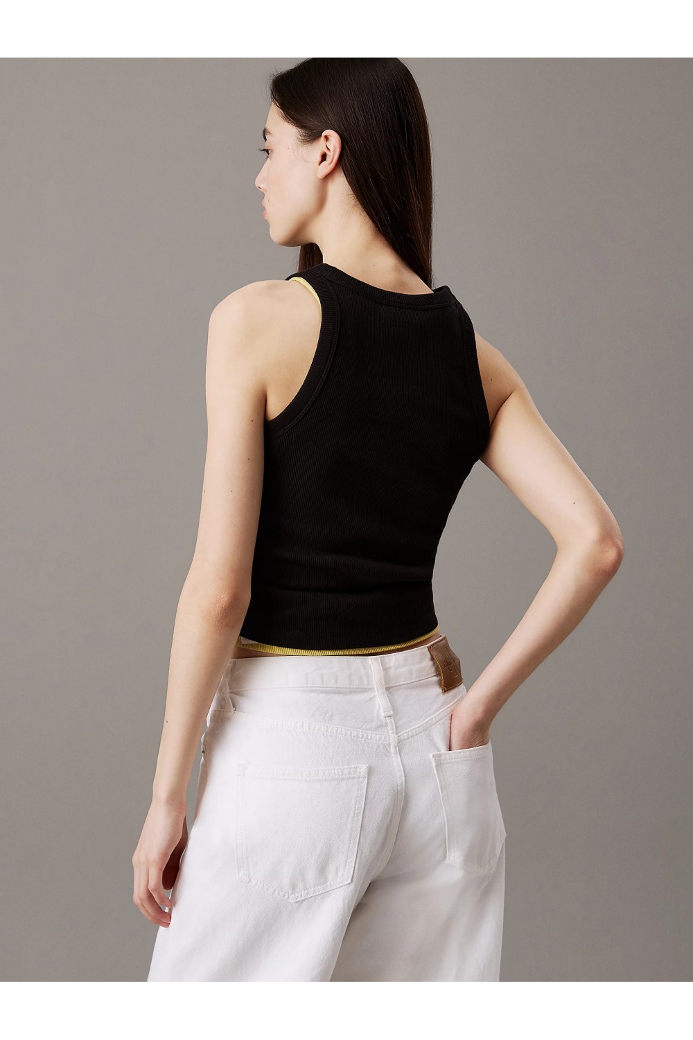 CALVIN KLEIN JEANS SLIM RIBBED MONOGRAM TANK TOP BLACK J20J225301-BEH