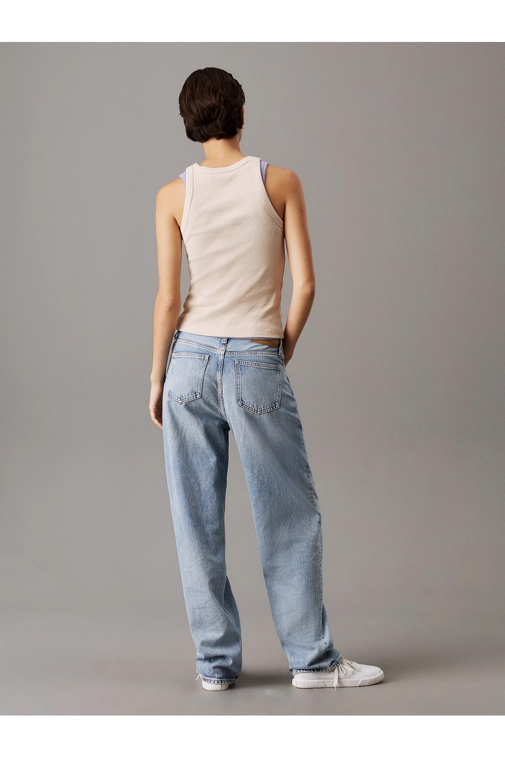 CALVIN KLEIN JEANS SLIM RIBBED MONOGRAM TANK TOP BRAZILIAN SAND J20J225301-AEA