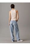 CALVIN KLEIN JEANS SLIM RIBBED MONOGRAM TANK TOP BRAZILIAN SAND J20J225301-AEA