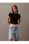 CALVIN KLEIN JEANS T-SHIRT SLIM CROPPED MONOGRAM BLACK LV047AB802-UB1