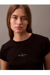 CALVIN KLEIN JEANS T-SHIRT SLIM CROPPED MONOGRAM BLACK LV047AB802-UB1
