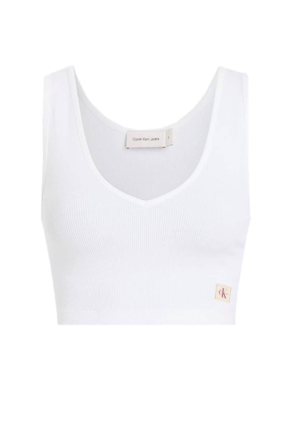 CALVIN KLEIN JEANS RIBBED COTTON BRALLET TOP WHITE J20J225308-YAA