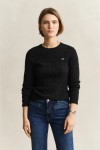 GANT COTTON PULLOVER CABLE CREWNECK BLACK 4800100-005