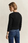 GANT COTTON PULLOVER CABLE CREWNECK BLACK 4800100-005