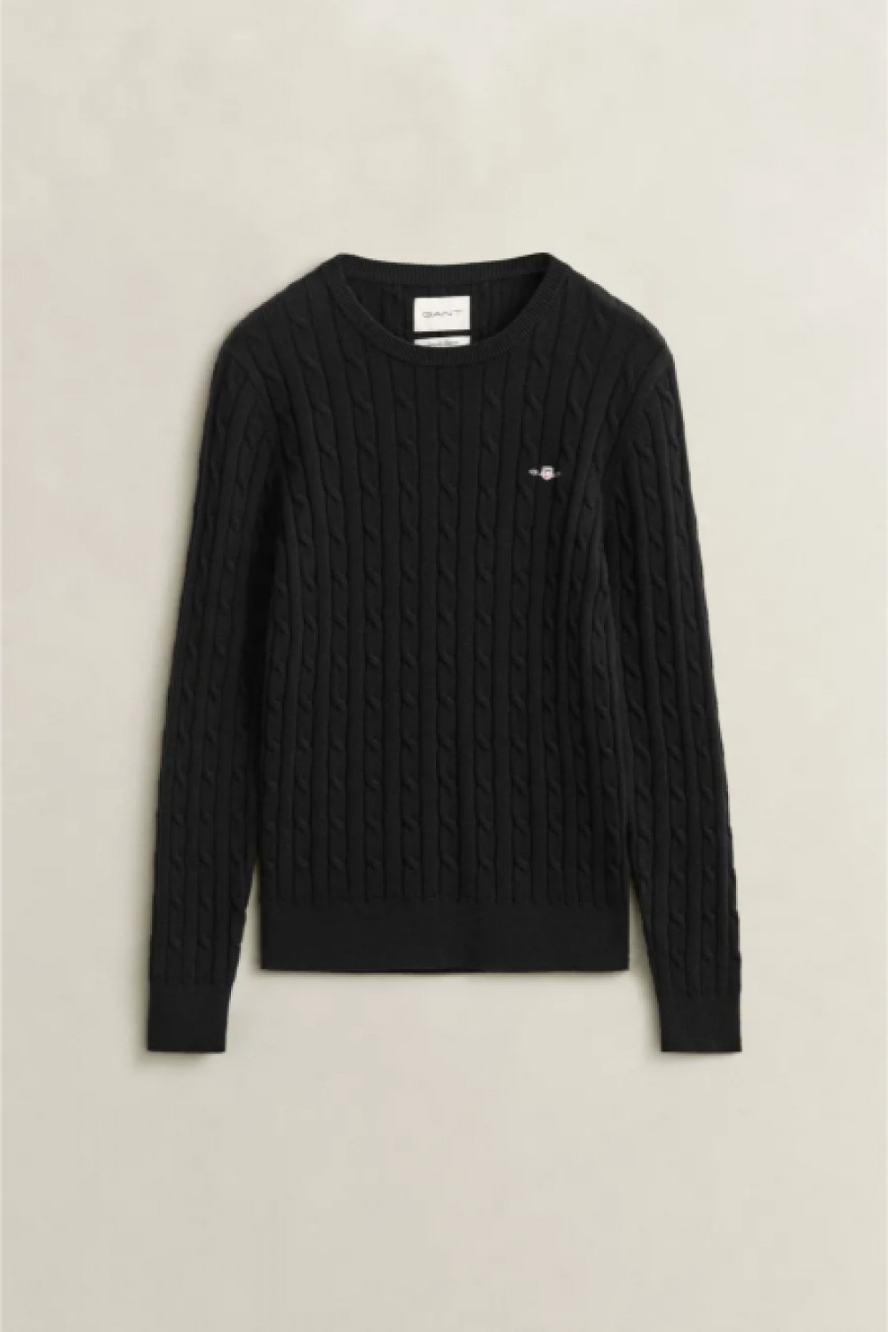 GANT COTTON PULLOVER CABLE CREWNECK BLACK 4800100-005