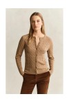 GANT CABLE STRETCH CABLE KNIT CARDIGAN WARM KHAKI 4800103-213