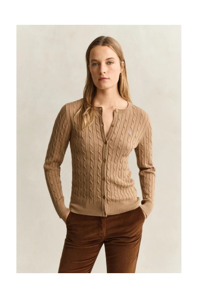 GANT CABLE STRETCH CABLE KNIT CARDIGAN WARM KHAKI 4800103-213