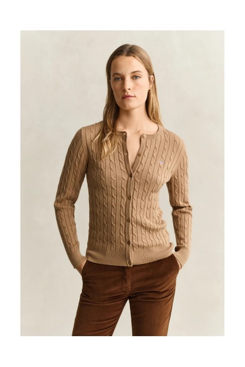 GANT CABLE STRETCH CABLE KNIT CARDIGAN WARM KHAKI 4800103-213