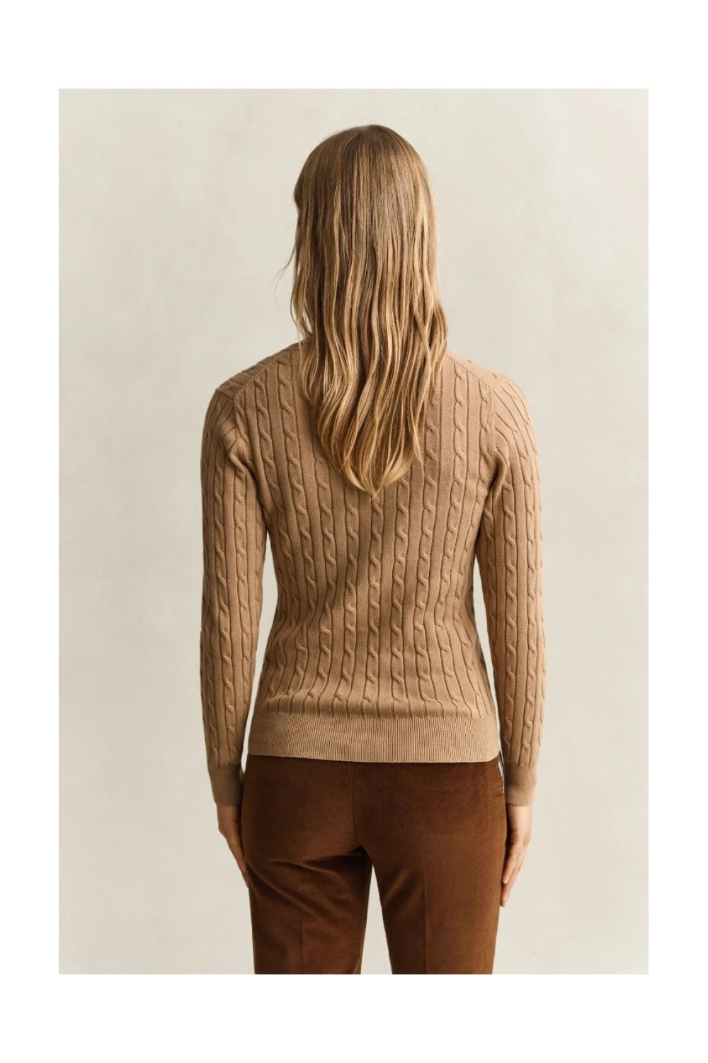 GANT CABLE STRETCH CABLE KNIT CARDIGAN WARM KHAKI 4800103-213