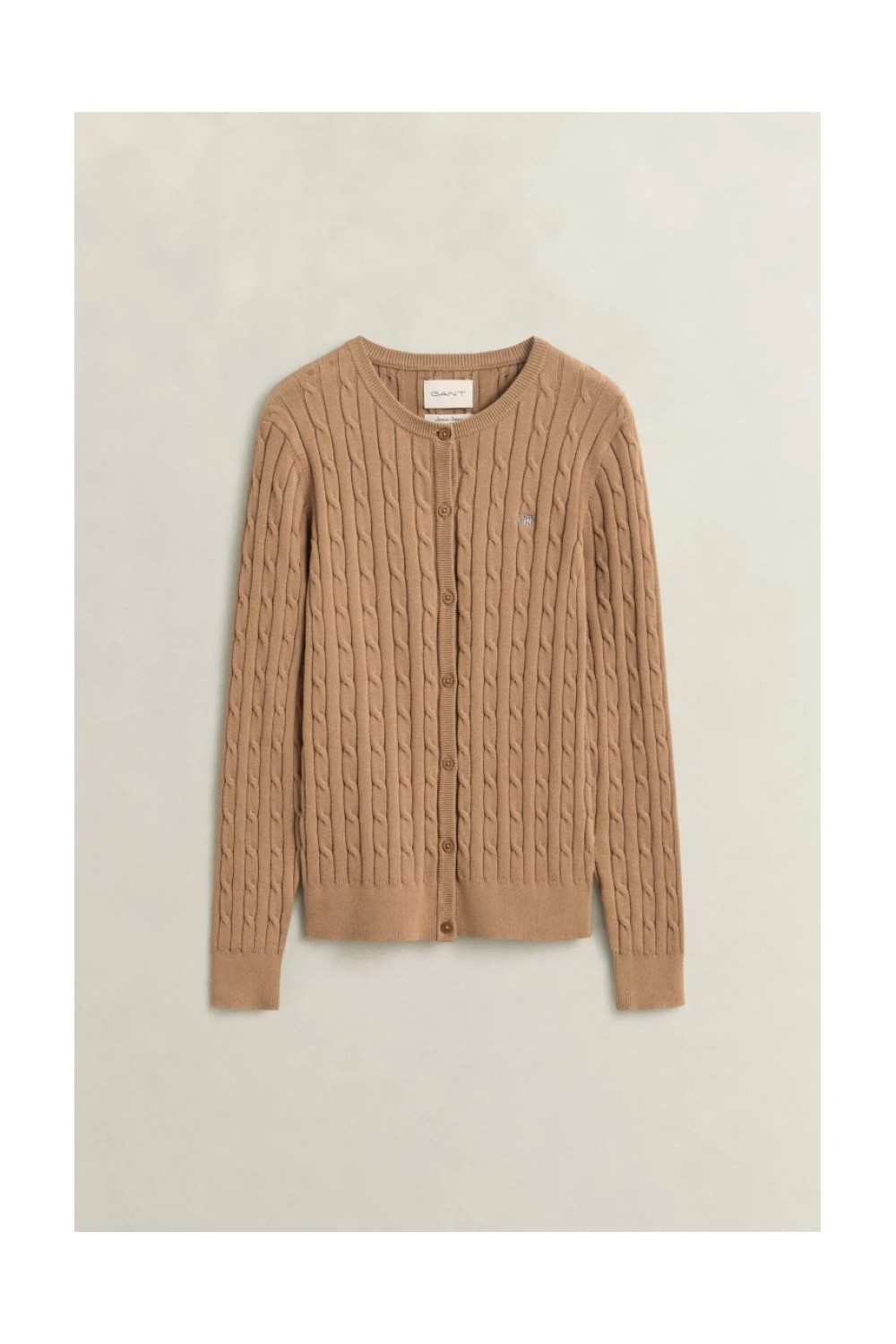 GANT CABLE STRETCH CABLE KNIT CARDIGAN WARM KHAKI 4800103-213