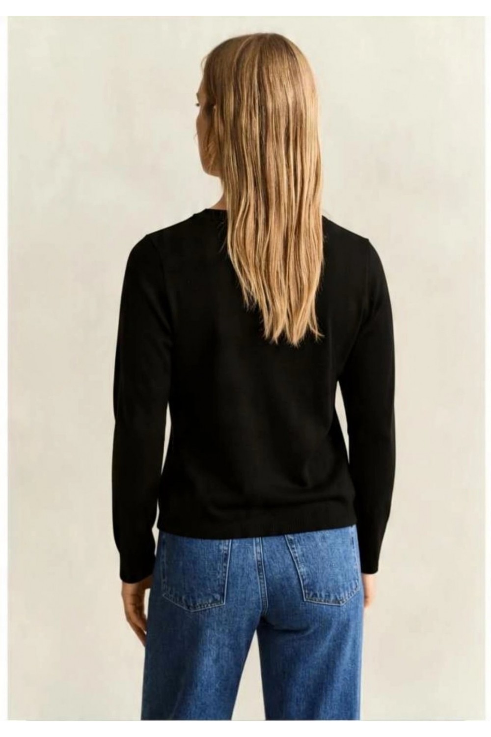 GANT WOMAN WOOL COTTON C-NECK BLACK 4802420-005