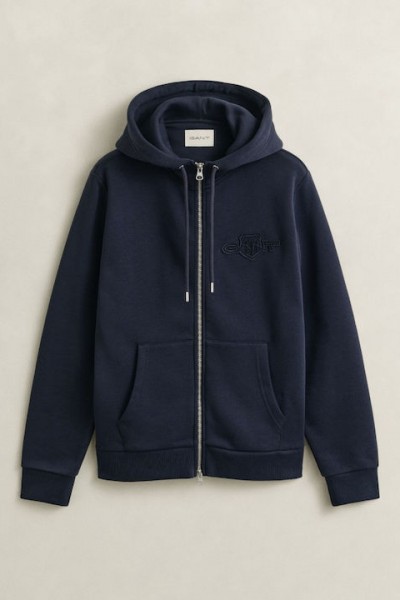 GANT WOMAN TONAL SHIELD ZIP HOODIE EVENING BLUE 4202588-433