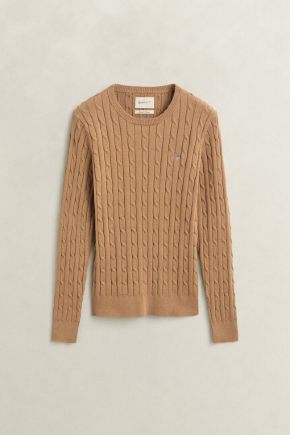 GANT COTTON PULLOVER CABLE CREWNECK WORM KHAKI 4800100-213