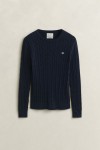 GANT COTTON PULLOVER CABLE CREWNECK EVENING BLUE 4800100-433
