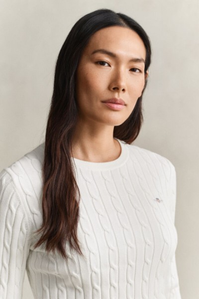 GANT COTTON PULLOVER CABLE CREWNECK EGGSHELL 4800100-113