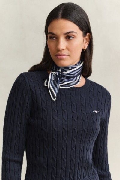 GANT COTTON PULLOVER CABLE CREWNECK EVENING BLUE 4800100-433