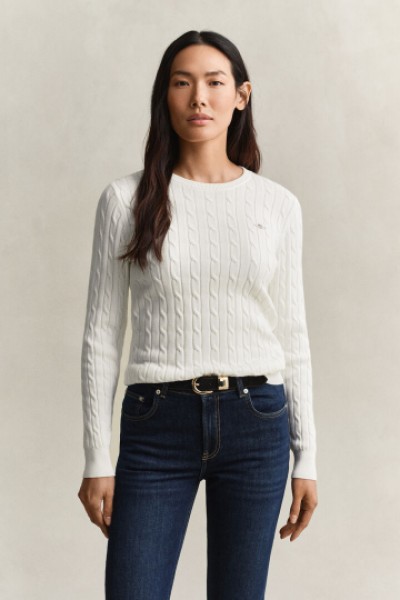 GANT COTTON PULLOVER CABLE CREWNECK EGGSHELL 4800100-113