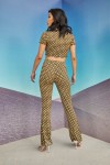 GLAMOROUS LADIES TROUSERS KHAKI HOUNDSTOOTH CA0234