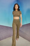 GLAMOROUS LADIES TROUSERS KHAKI HOUNDSTOOTH CA0234