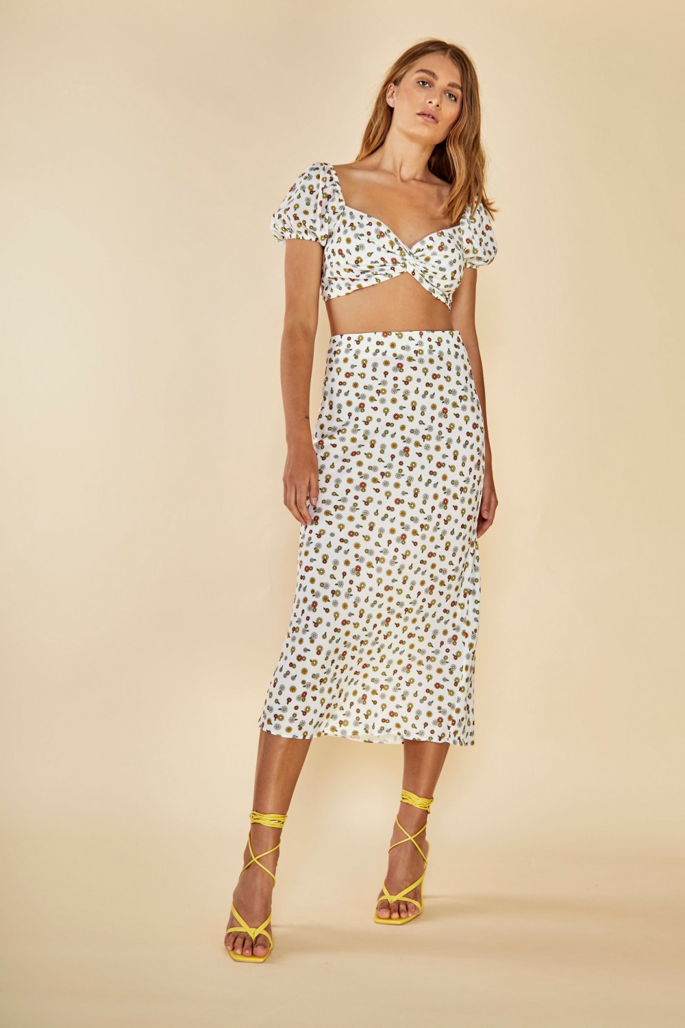 GLAMOROUS LADIES SKIRT WHITE DITSY DAISY CA0284