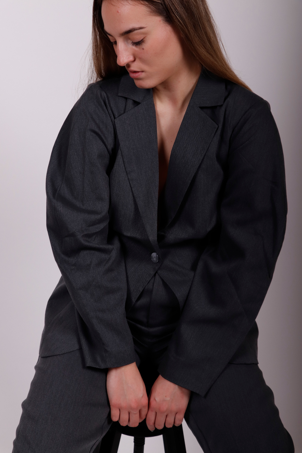 NA-KD NIPPED WAIST BLAZER DARK GREY 1018-004556