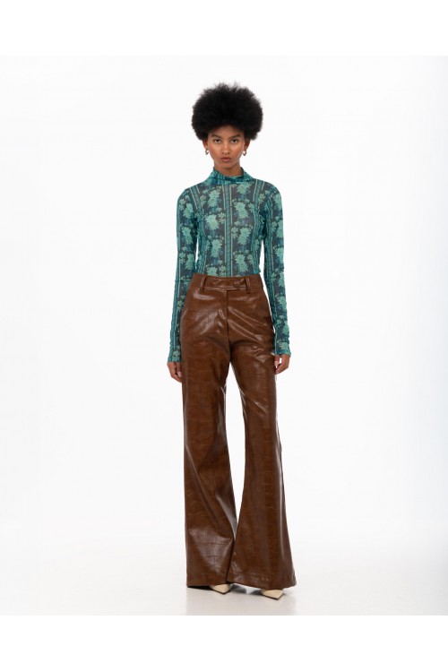IRAIDA NOX FAUX LEATHER BROWN PANTS