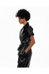IRAIDA LUNEVIA FAUX LEATHER BLACK JUMPSUIT 